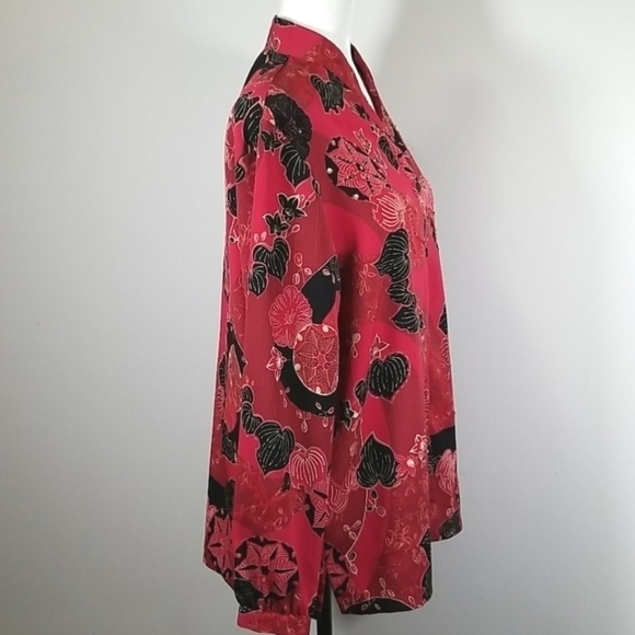 Alia Women's Blouse Size 14 Beaded and Sequin Long Sleeve Abstract Floral - Picture 3 of 9